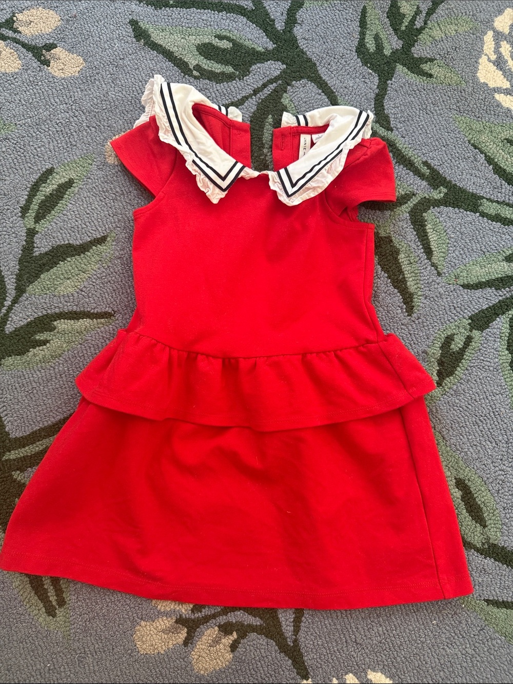 Janie and Jack Red Peplum Dress with White Sailor Collar